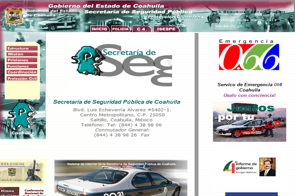 Página web SSP Coahuila